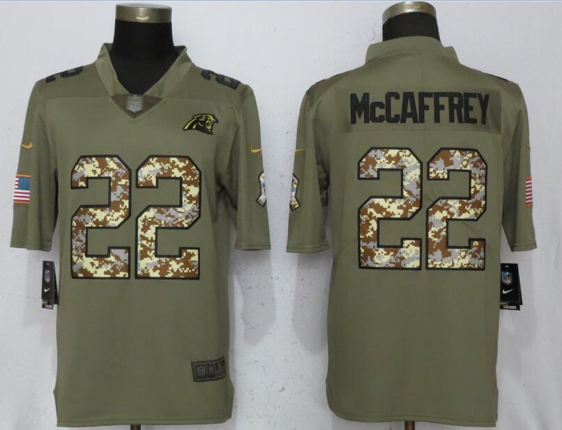 Men Carolina Panthers #22 McCaffrey Olive Camo Carson 2017 Salute to Service Limited Nike NFL Jerseys->kansas city chiefs->NFL Jersey